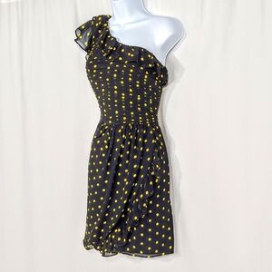 One shoulder polka dot mini dress